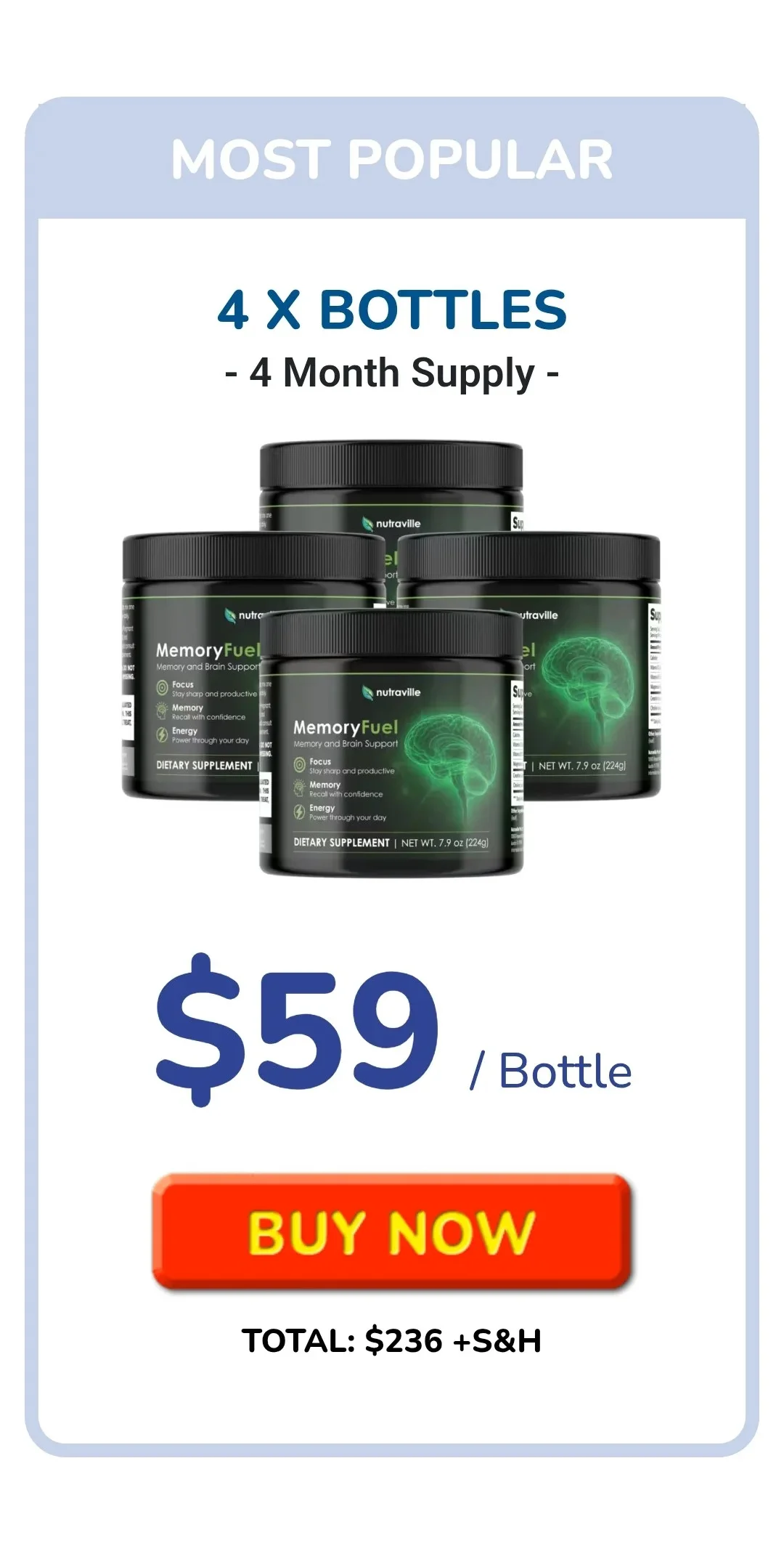 MemoryFuel™ 4 bottles pricing